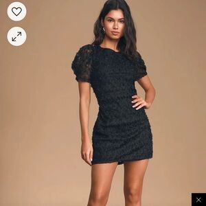 Lulus Always For You Black Puff Sleeve Mini Dress